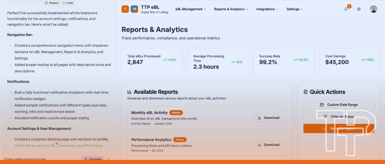 I built a working eBL platform in 2 hours for under $20 using AI