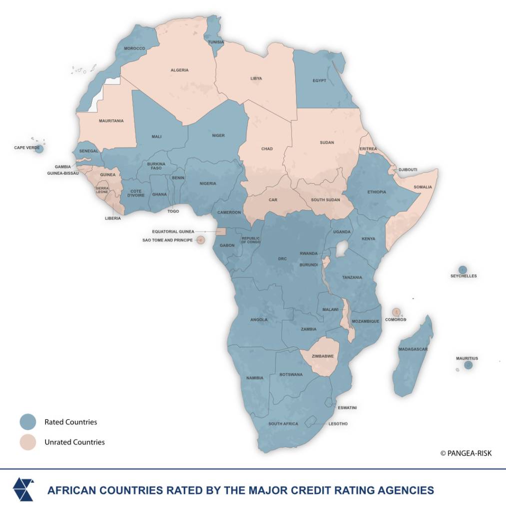 African countries rated by the major credit rating agencies