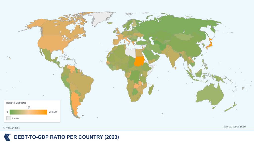Debt-to-GDP ratio per country (2023)